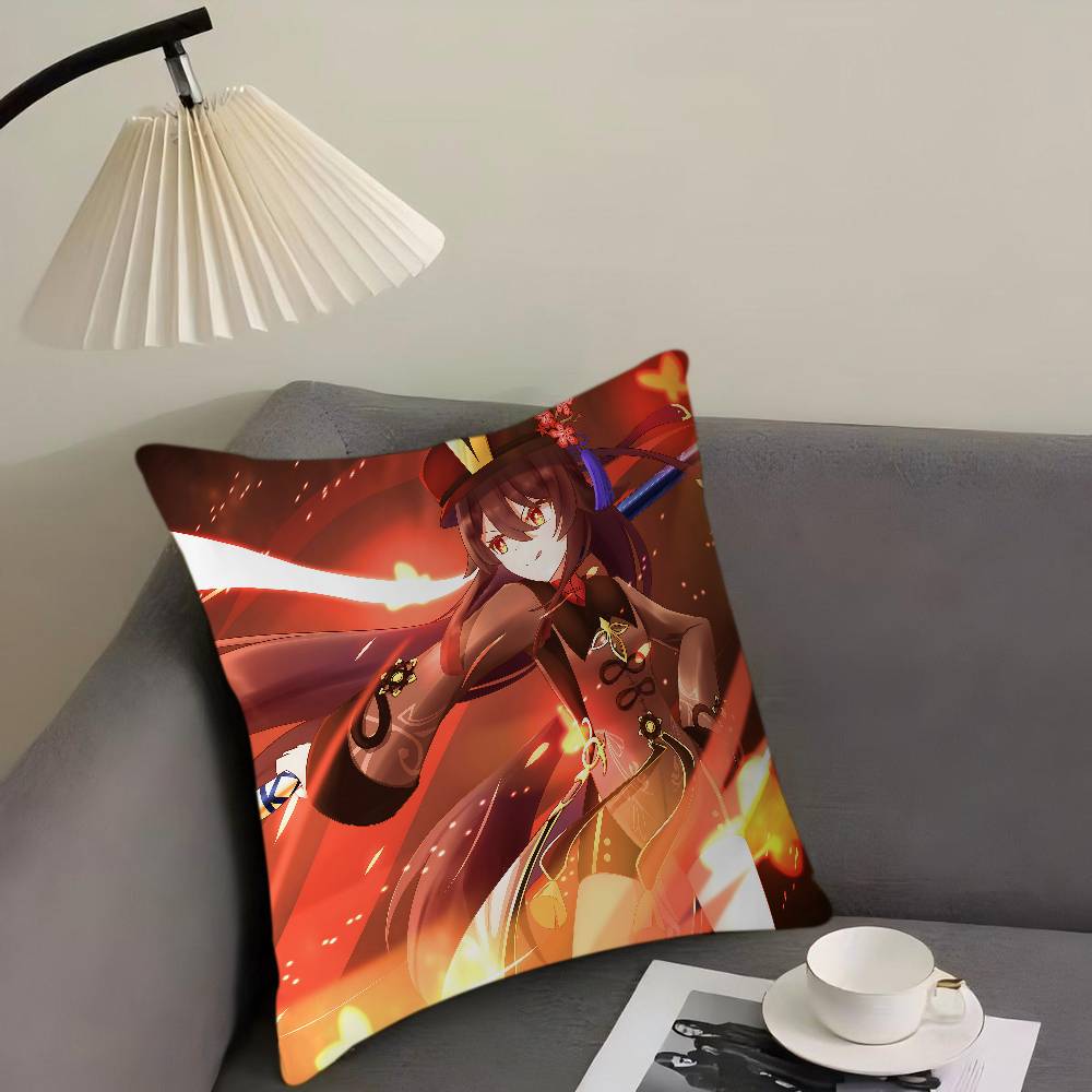 Anime Hu Tao Cushion Cover Pillowcase Upholstery Sofa Throw Pillow Home Decor Pillowcas
