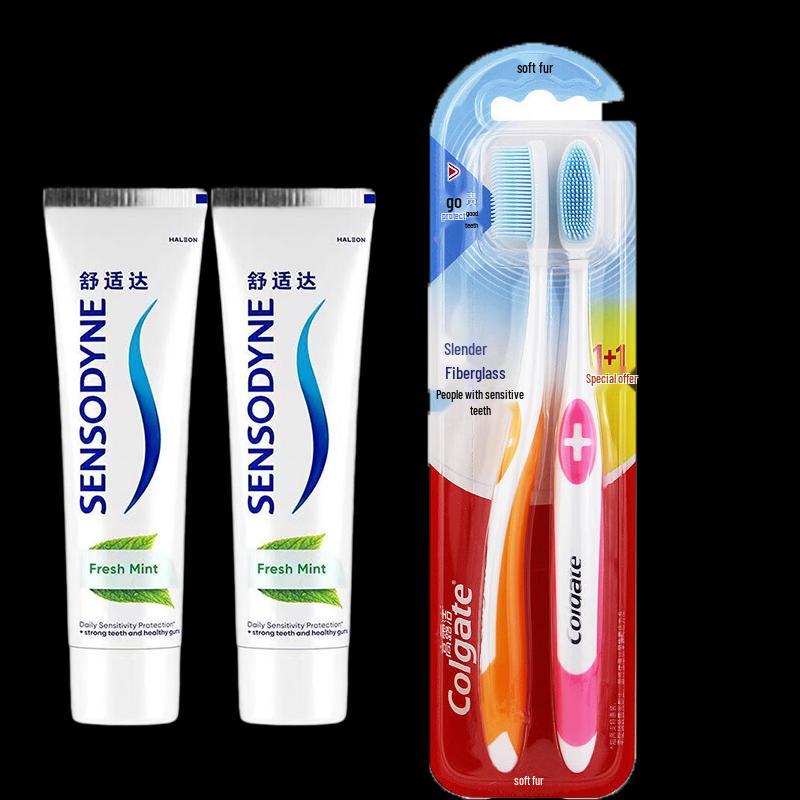 Sensodyne Cool Mint Toothpaste 2-Pack with Toothbrush Set
