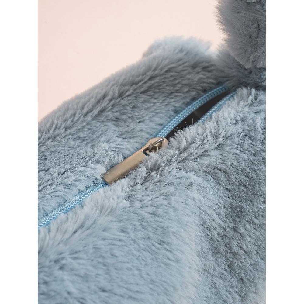 Daiso Cloud Handle Fur Tote Bag Blue