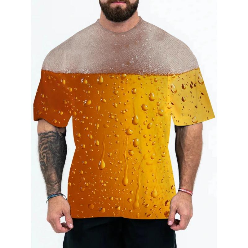 3D Digital Printing of European American Adult Men's T-shirts with Animal Character Patterns