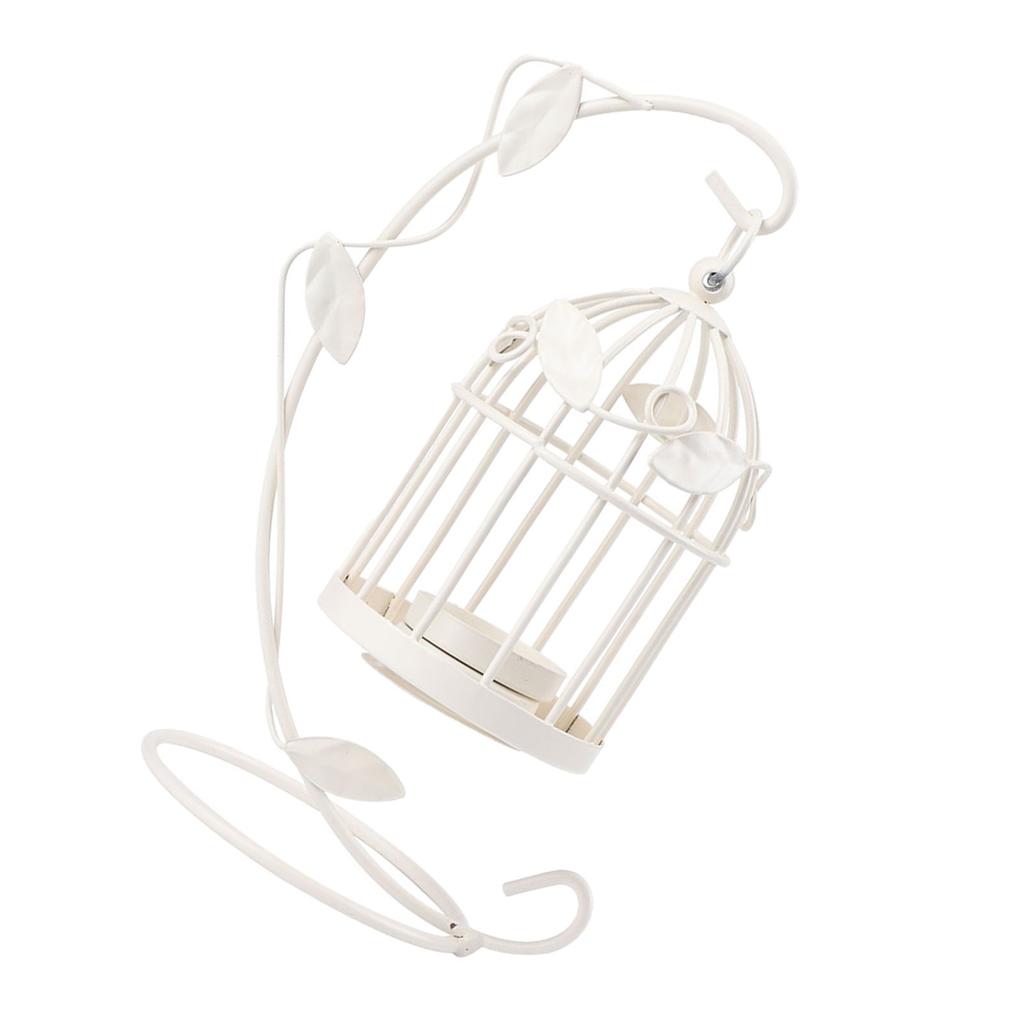 Innovativer Kerzenhalter aus Eisenblättern, ausgehöhlter Käfig, zum Aufhängen, Kerzenständer, Haushaltsdekoration, Weiß