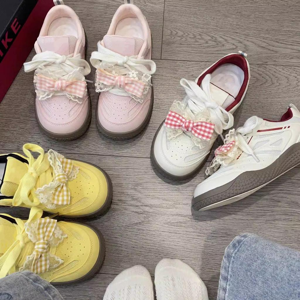 Women's summer new bow little white shoes show feet small sports casual board shoes bread shoes