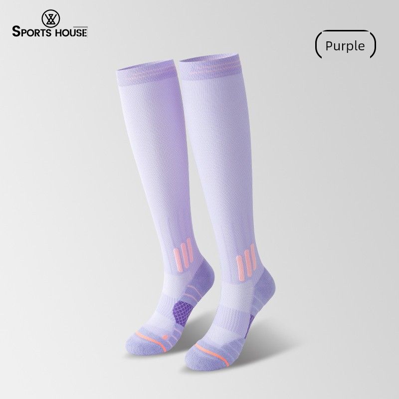 

Sports House Sports Compression Stockings Spring & Fall Summer Mid-Calf Yoga Professional Fitness Compression Socks Calf Socks Purple [recommended 35-39 yards]]