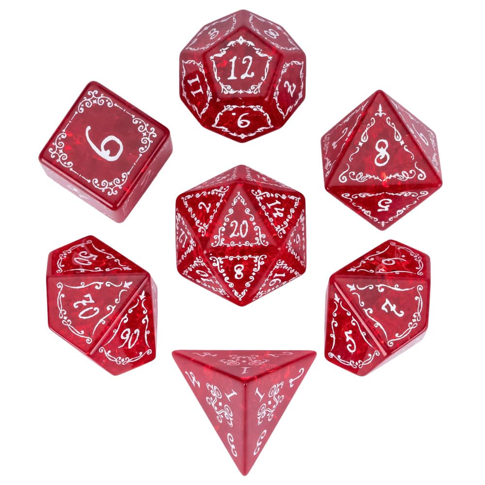 Cusdie Kleurrijke Glazen DND Dobbelstenen 7 Bliksem Edelsteen Dobbelstenen Handgemaakte Polyhedrale Dobbelstenen Set met Lederen Hoesje voor RPG Collectie Cadeau