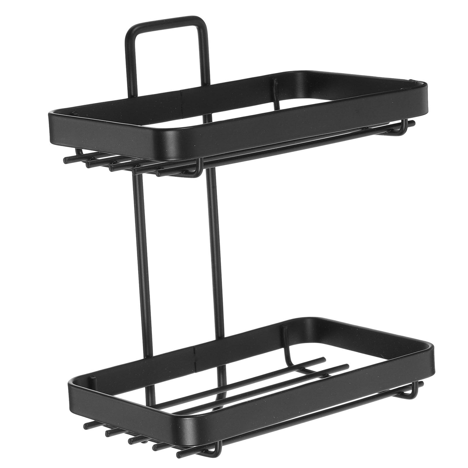 

Слив Мыльница Кованое Железо Настенное Крепление Без Пробивания Черный Двухслойный Держатель для Ванной Комнаты Кухни Портативный Неметаллический