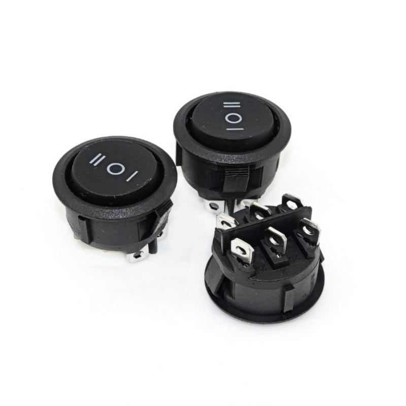 5PCS KCD1-206 23mm Round Rocker Switches 3 Position 6 PIN ON-OFF-ON Rocker Switch 10A 125VAC