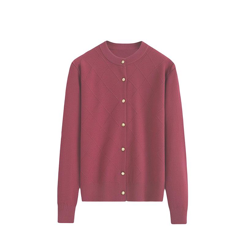 Spring & Autumn Embroidered Knit Cardigan - Round Neck, Long Sleeve, Perfect for Middle-Aged & Elderly Women's Outerwear