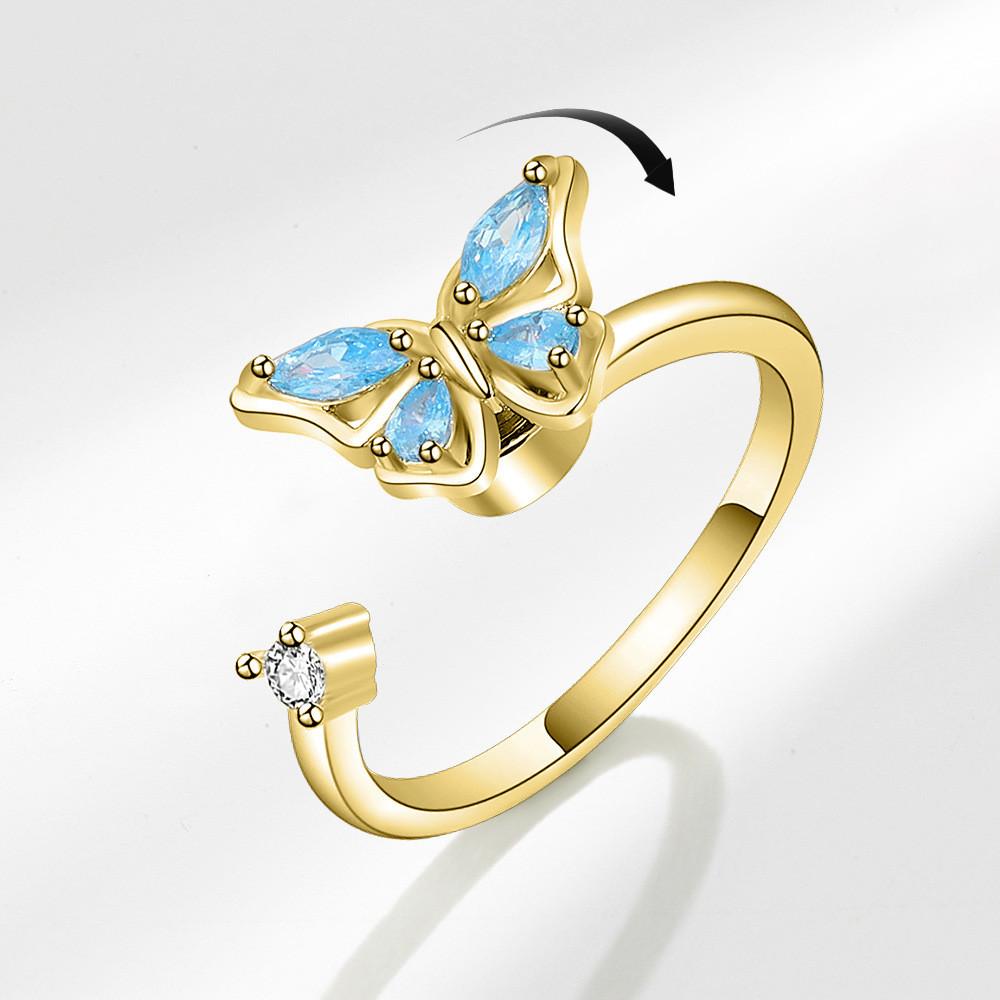 Butterfly Adjustable Ring For Women With Copper Material And Electroplating Jewelry Accessory For Fashion And Daily Wear
