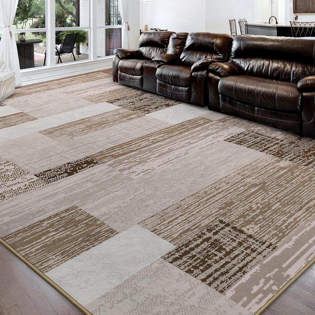 Temu Plaid Carpet: Durable, Dirt-Resistant, and Dustproof Floor Mat for Living Room and Bedroom Decor