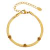 Women'S Fashion Stainless Steel Blade Chain Flower Bracelet 18K Gold Wind Jewelry Br-2746