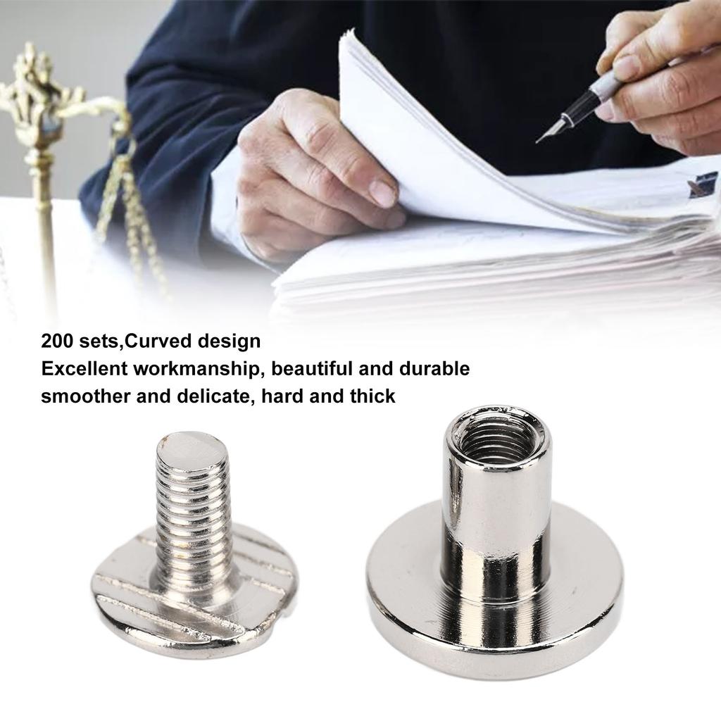 200 Sets Chicago Screws  9.5x8mm   Uniform Coating Brass Lther Screw Rivets Round Hd Copper Rivets Fasteners
