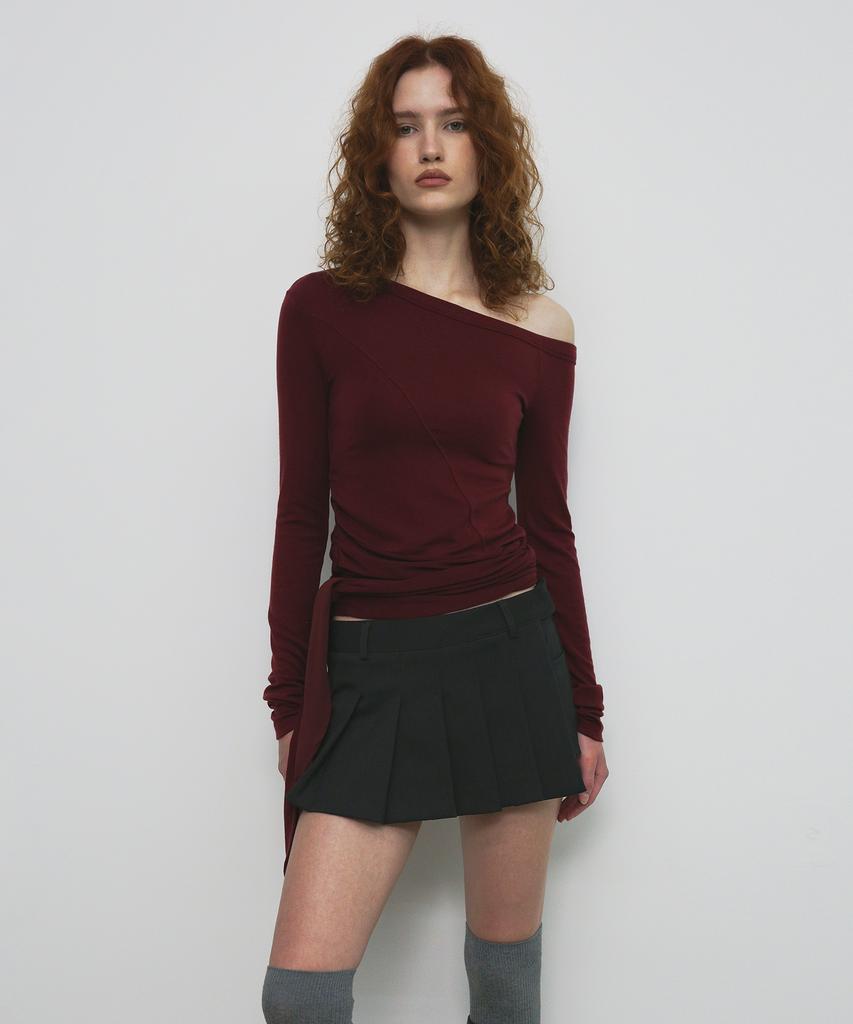 Saendeulig Layered Pleats Wrap Skirt Pants_Charcoal