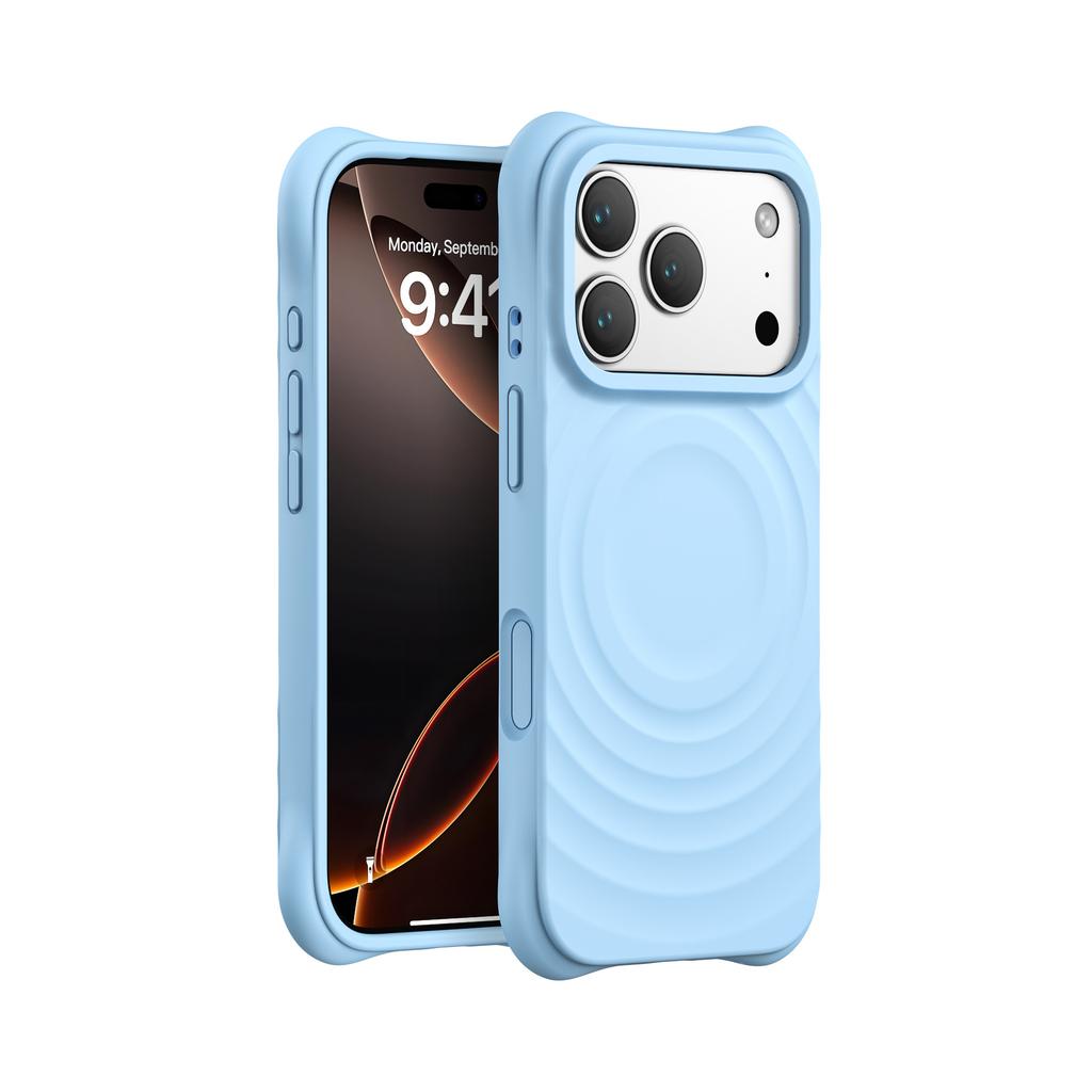 Liquid Silicone Ripple Phone Case For iPhone 17 16 15 14 Pro Max Magnetic Wireless Charge Shockproof Soft Thick Protective Case