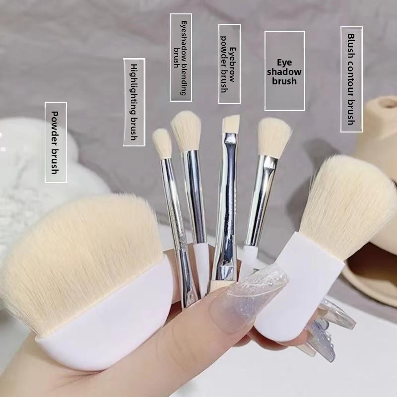 6 Piece Mini Travel Makeup Brush Set for Foundation Concealer Blush Eyeshadow