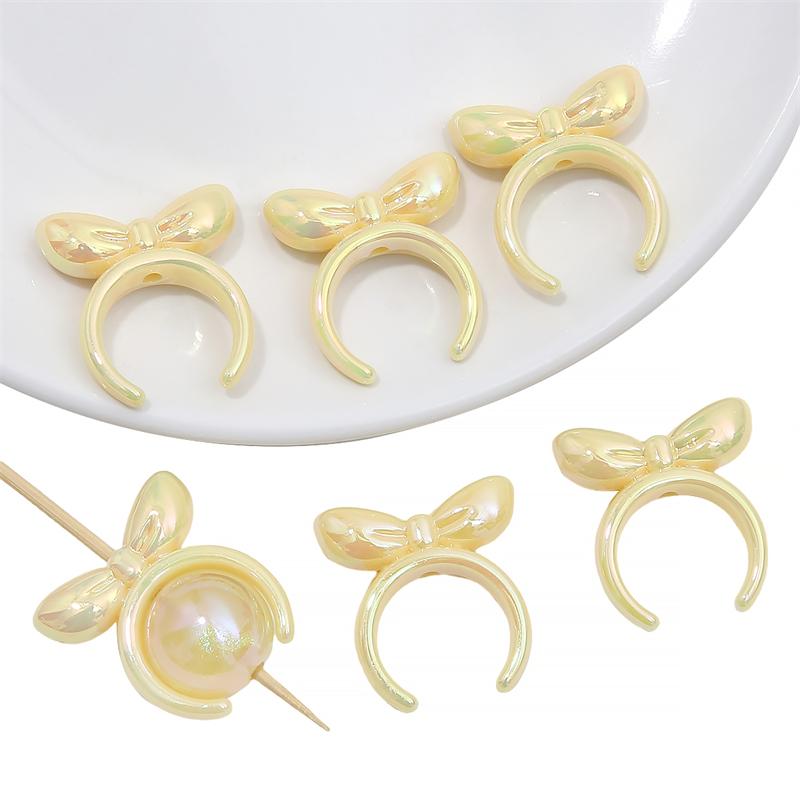 4pcs 25mm Acrylic Rabbit Bow Beads Charm for Necklace Keychain DIY Jewelry Craft Making