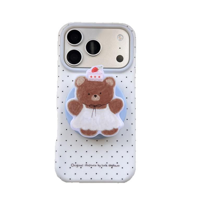 Korean Style Oil Painting Bear Magnetic Phone Case for iPhone 17/16 Pro Max/15/14