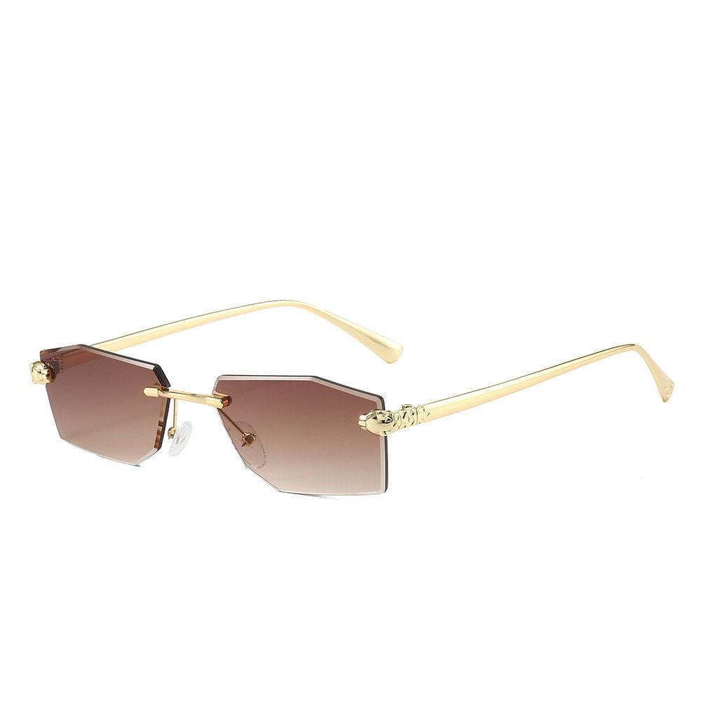 Luxury Frameless Square Sunglasses Men Alloy Frameless Gradient Sunglasses Women Fashion Retro Polygon