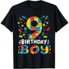 Camiseta para Meninos de 9 Anos - Blocos de Construção Construtor - 9º Aniversário