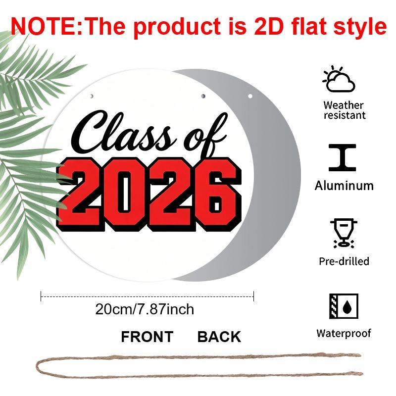2D Flat Aluminum 2026 Graduation-themed Wall Hanging Souvenir Gift, Available in Various Sizes, with Striking Red and Black Lettering. Ideal for Home