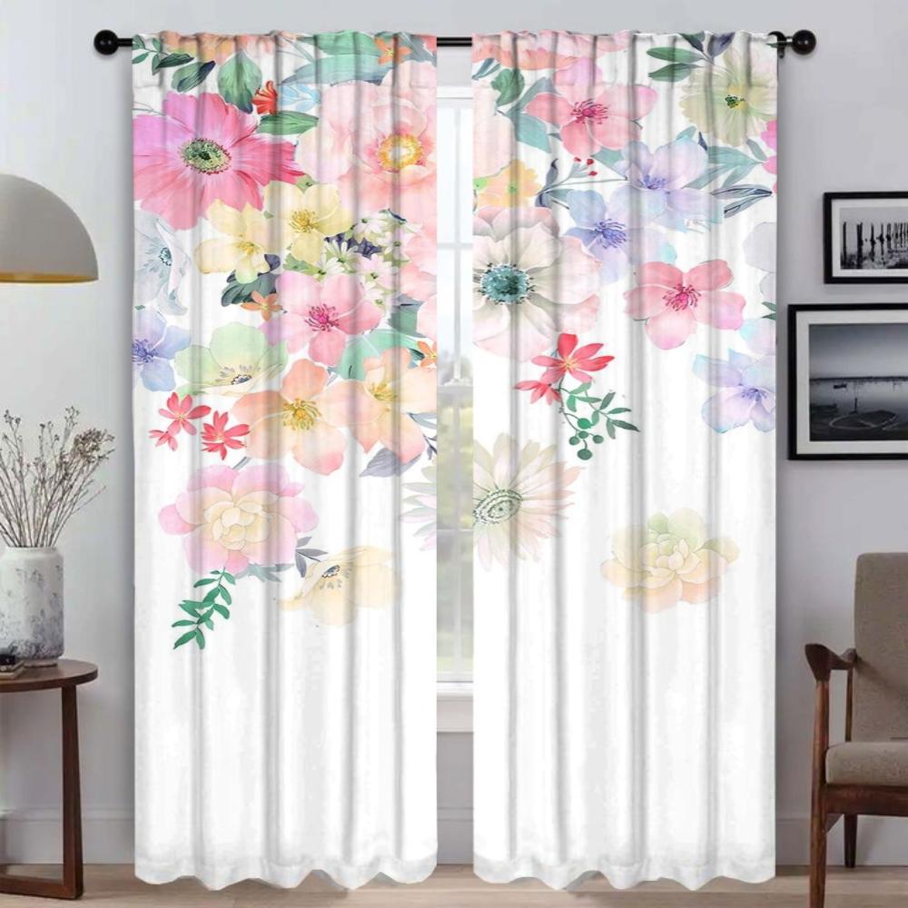 Blackout Curtain for Room 2 Panel A Little Flowers Kitchen Curtains Blinds Home Interior Curtains Tulle for Bedroom Shades Child