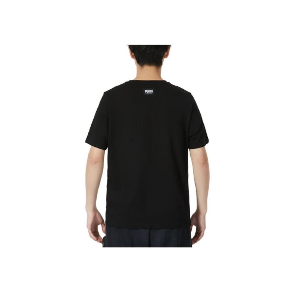 Puma Letter Print Breathable Casual Round Neck Short Sleeve T-Shirt Men Tops Black 845911-51