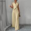 Women Sleeveless Vest Tops and Wide Leg Pants Casual Two Piece Sets