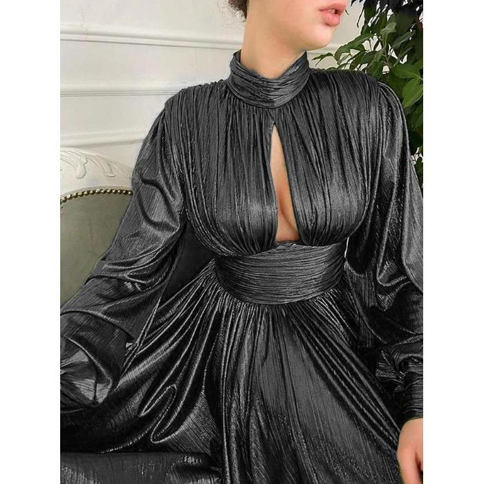 New spring and summer popular color waist hanging neck pendulum sexy avocado green dress long dress