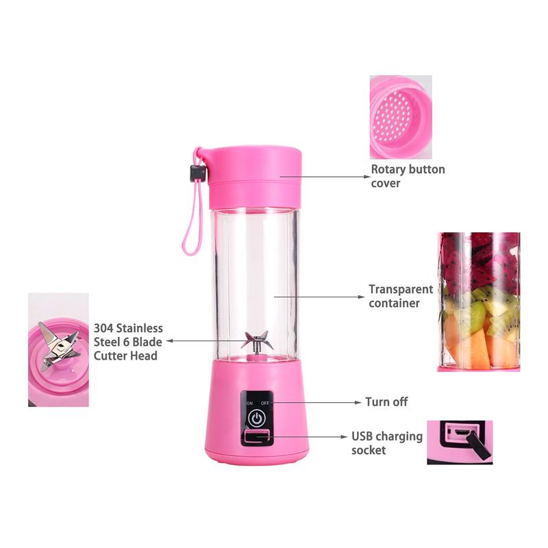 Portable Electric Juicer Battery Smoothie USB Blender Mini Fruit Blenders for Fruit Teachers Fruit Food Multi-function Milkshakes | Juillers (Purple)
