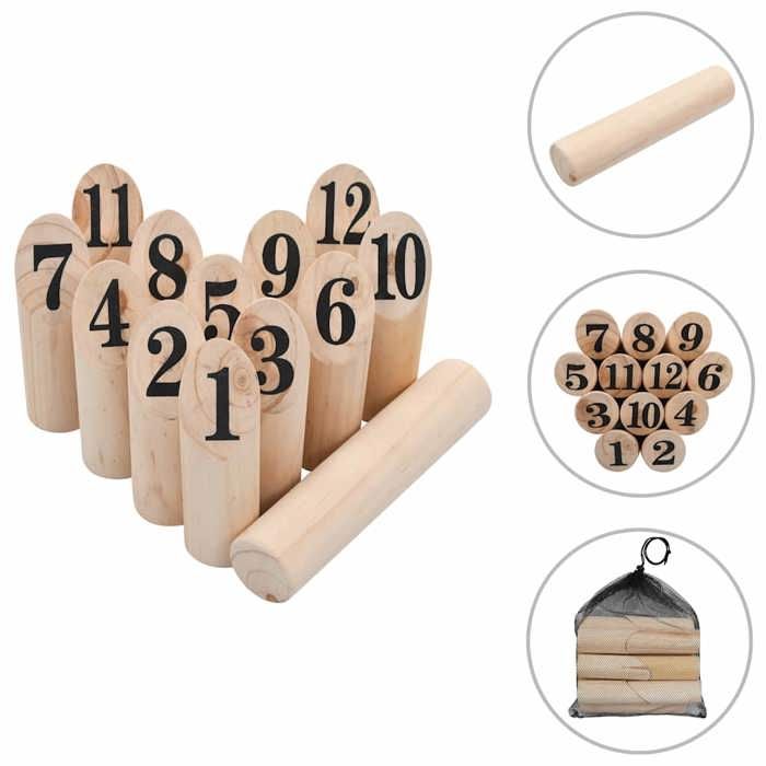 VidaXL Numbered Kubb Game Set Wood