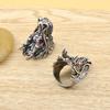 Punk Men Cubic Zirconia Inlaid Carved Dragon Head Finger Ring Party Jewelry Gift