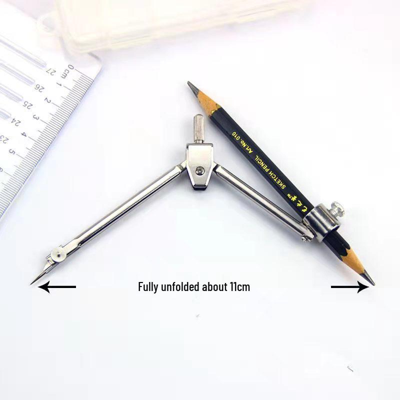Multi-Functional Stainless Steel Drawing Tool with Compass and Pen/Pencil Clip