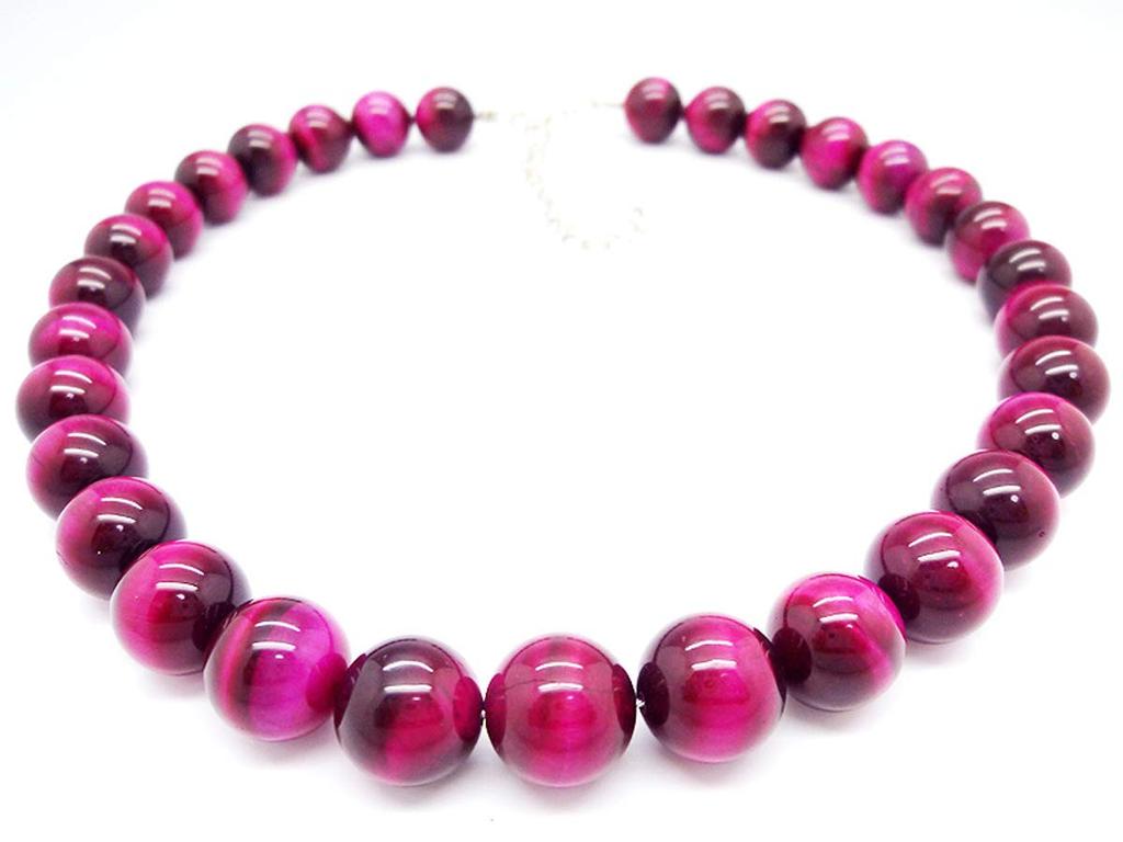 Ishiki 4A Grade Natural Pink Tiger Eye Prayer Bead Necklace 12mm n170