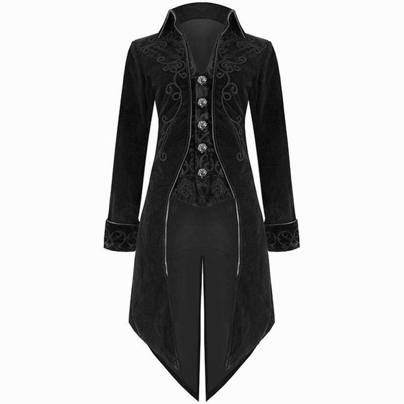 

European-Style Court Gothic Evening Dress Lapel Dovetail Coat Black XXXL