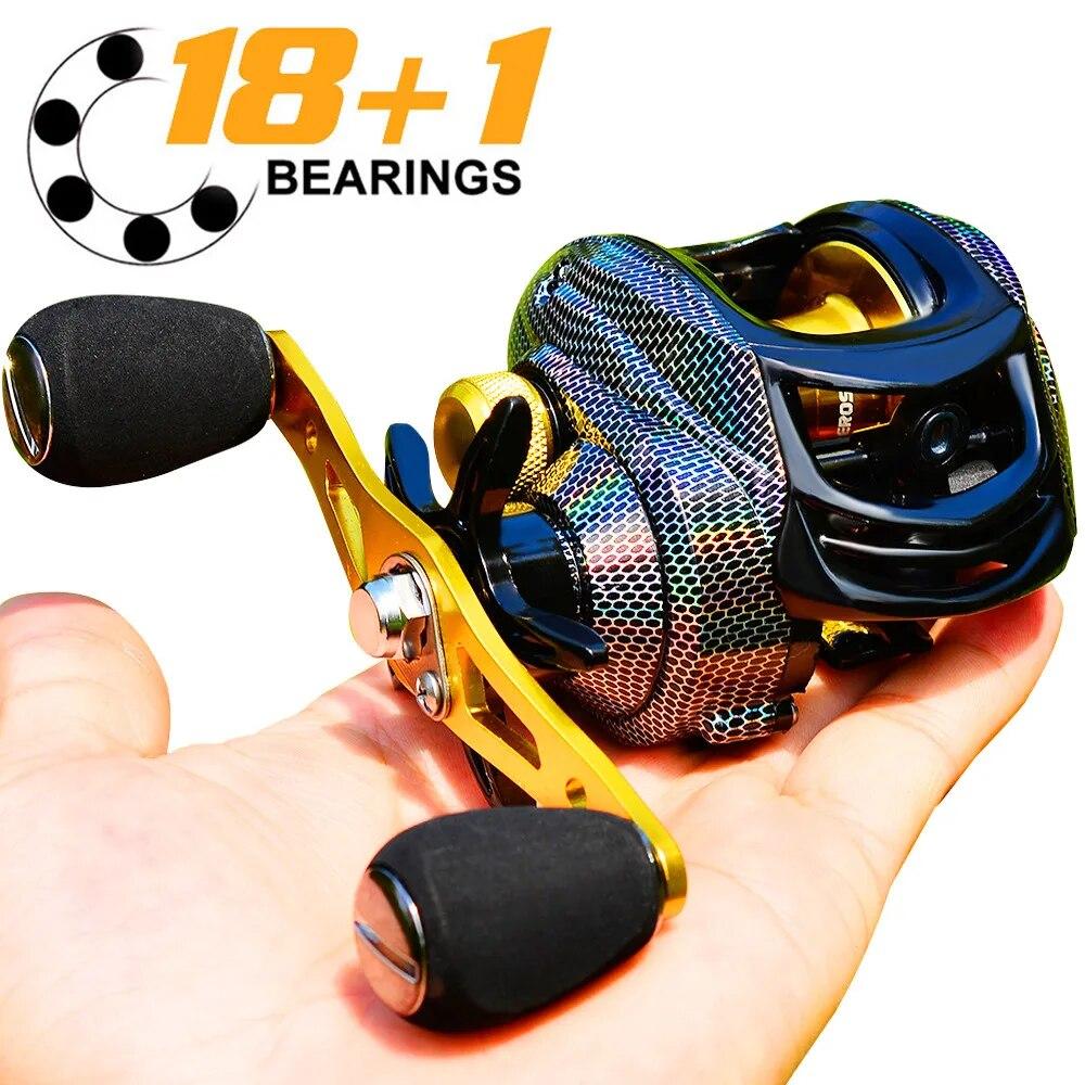 LEO FISHING Baitcasting Reel 18+1BB Casting Reel Smooth Metal 7.2:1 Gear Ratio Fishing Reel with Standard or Deep or Shallow Spool for Bass