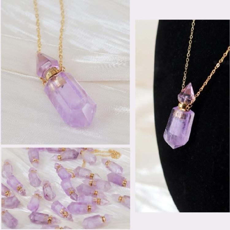 Einzigartiger Kristall Parfümflakon Halskettenanhänger Verstellbare Länge Schlüsselbeinkette Edelstahl Kabelkette Damen Choker