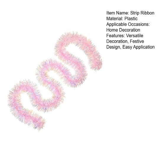 1/2/3/4/5Pcs Christmas Wire Garland Strip Ribbon Pink Theme Shiny Wire Garland Decorative Wire Ribbon Festive Decoration