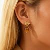 Women's Knot Tiger Eye Stud Earrings,Bead Pendant Geometric Earrings,Female Wedding Party Jewelry Gift