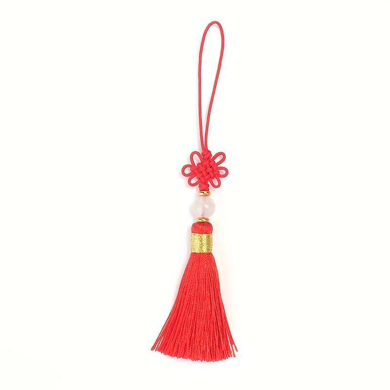 

Nylon jade thread small knot piercing beads tying ears Chinese knot small tassel hanging ear tassel pendant antique bookmark красный