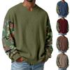 Men's Camouflage Stylish V-Neck Ribbed Textured Long-Sleeve T-Shirt