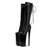 Botas hasta la rodilla superaltas de 26CM para mujer, zapatos finos de tacón alto con cremallera y cordones, Botas Largas con punta redonda para baile en barra para club nocturno