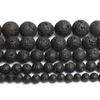 Wholesale 4-14mm Natural Black Volcanic Lava Stone Round Beads 15" Pick Size For Jewelry Making Diy Bracelet