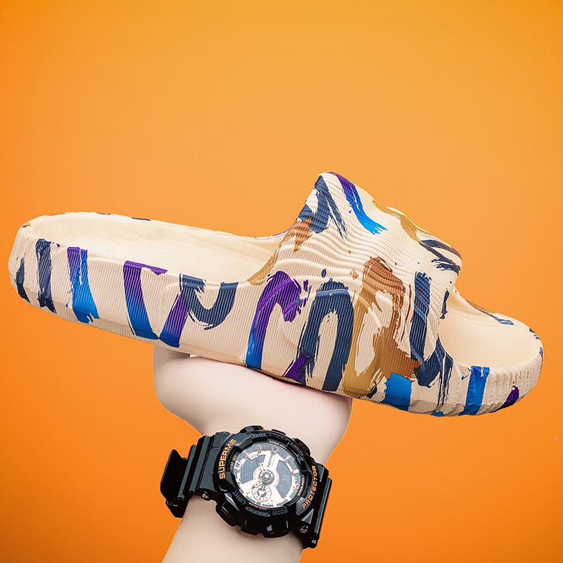 Men's Camouflage Plus Size Casual Sandals & Slippers - One-Strap Stepping Comfort for Beach & Everyday Wear.