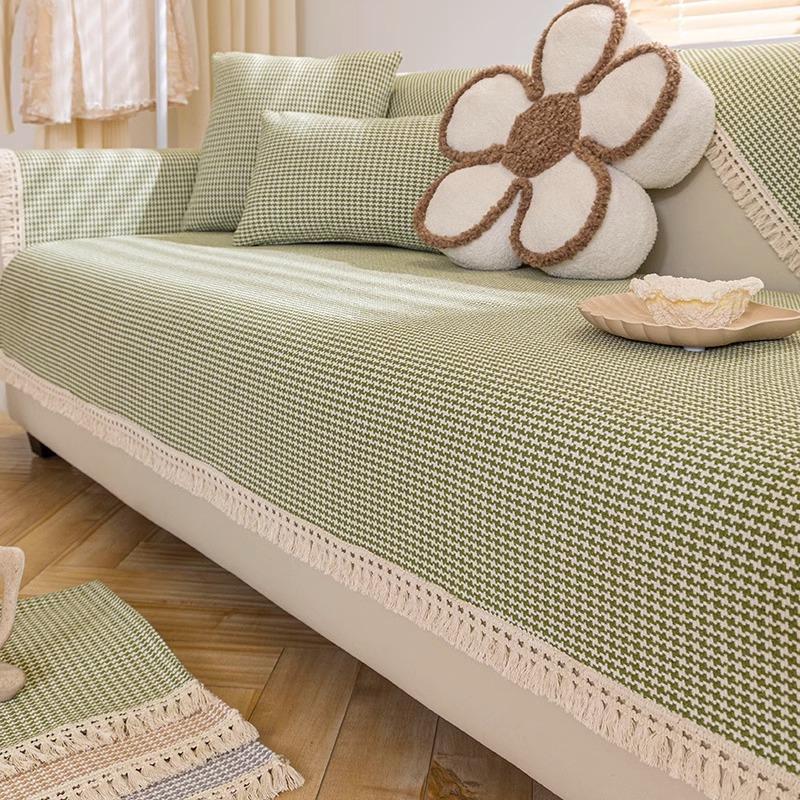 Japanese Cotton Linen Woven Sofa Cushion Four Seasons Universal Non-Slip Fabric Linen Cover Backrest Towel 70*70