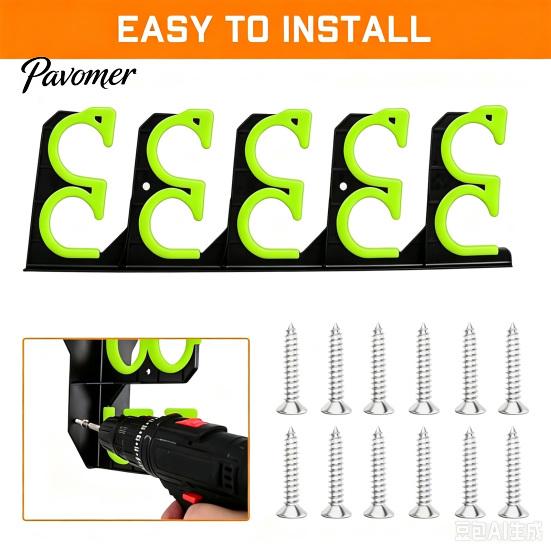 Fishing Pole Organizer Stand 2Pcs Wall Mount Rod Holder, 5 Storage Display Rack for Garage Shed, Horizontal Solutions
