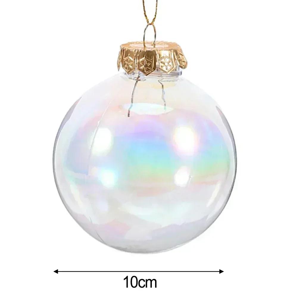 12pcs Transparent Christmas Decoration Balls Christmas Iridescent Ornaments Balls Accessory In Stock Wholesale