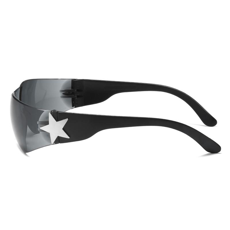 Y2K Millennium Euro American Eye Glasses Frameless Five-star All-in-one Pilot Sunglasses Women New Spice Sun Visor Sunglasses For Women men