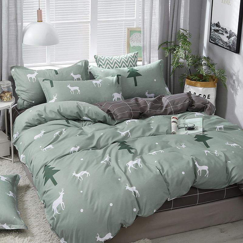 Simple aloe vera cotton four-piece set three-piece set quilt cover bed sheet human bedding