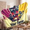 Transformers Personalized Flannel Blanket, Custom Printed Text Name, Warm Soft Blanket For Couch Bed
