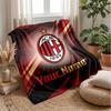 Coperta in Flanella AC Milan con Testo Nome Personalizzato Logo Calcio Coperta in Pile Personalizzata Regalo Speciale per Divano Camera da Letto Casa