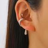 Gold Plated Asymmetrical Snake Ear Cuff with Drop, No-Piercing Serpent Wrap Earring for Women